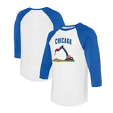 Chicago Cubs Tiny Turnip Unisex Excavator 3/4-Sleeve Raglan T-Shirt White/Royal