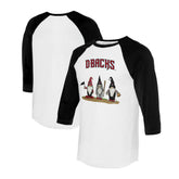 Arizona Diamondbacks Tiny Turnip Unisex Gnomes 3/4-Sleeve Raglan T-Shirt White/Black