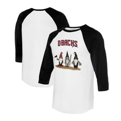 Arizona Diamondbacks Tiny Turnip Unisex Gnomes 3/4-Sleeve Raglan T-Shirt White/Black