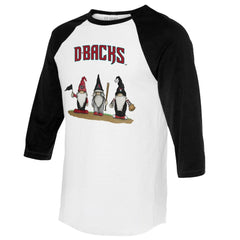 Arizona Diamondbacks Tiny Turnip Unisex Gnomes 3/4-Sleeve Raglan T-Shirt White/Black