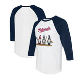 Washington Nationals Tiny Turnip Unisex Gnomes 3/4-Sleeve Raglan T-Shirt White/Navy