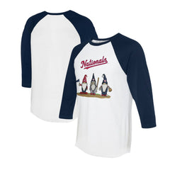 Washington Nationals Tiny Turnip Unisex Gnomes 3/4-Sleeve Raglan T-Shirt White/Navy