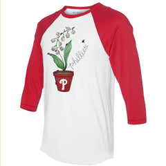 Philadelphia Phillies Tiny Turnip Unisex Lilies & Ladybugs 3/4-Sleeve Raglan T-Shirt White/Red