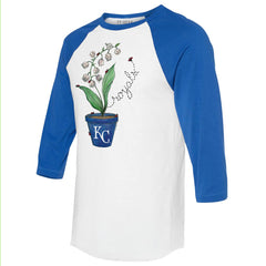 Kansas City Royals Tiny Turnip Unisex Lilies & Ladybugs 3/4-Sleeve Raglan T-Shirt White/Royal