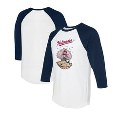 Washington Nationals Tiny Turnip Unisex Mermaid 3/4-Sleeve Raglan T-Shirt White/Navy