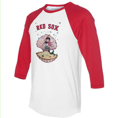 Boston Red Sox Tiny Turnip Unisex Mermaid 3/4-Sleeve Raglan T-Shirt White/Red