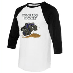 Colorado Rockies Tiny Turnip Unisex Monster Truck 3/4-Sleeve Raglan T-Shirt White/Black