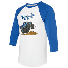 Kansas City Royals Tiny Turnip Unisex Monster Truck 3/4-Sleeve Raglan T-Shirt White/Royal