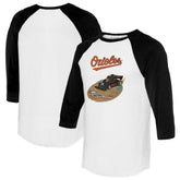 Baltimore Orioles Tiny Turnip Unisex Race Car 3/4-Sleeve Raglan T-Shirt White/Black