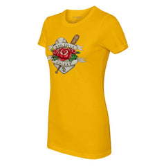 San Diego Padres Tiny Turnip Women's Tattoo Rose T-Shirt Gold