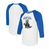 Toronto Blue Jays Tiny Turnip Unisex Triceratops 3/4-Sleeve Raglan T-Shirt White/Royal