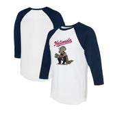 Washington Nationals Tiny Turnip Unisex Triceratops 3/4-Sleeve Raglan T-Shirt White/Navy