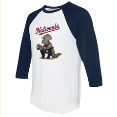 Washington Nationals Tiny Turnip Unisex Triceratops 3/4-Sleeve Raglan T-Shirt White/Navy