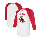 Boston Red Sox Tiny Turnip Unisex Triceratops 3/4-Sleeve Raglan T-Shirt White/Red
