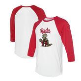 Cincinnati Reds Tiny Turnip Unisex Triceratops 3/4-Sleeve Raglan T-Shirt White/Red