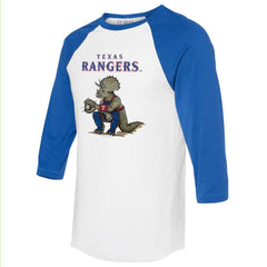 Texas Rangers Tiny Turnip Unisex Triceratops 3/4-Sleeve Raglan T-Shirt White/Royal