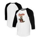 Baltimore Orioles Tiny Turnip Unisex Triceratops 3/4-Sleeve Raglan T-Shirt White/Black
