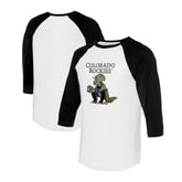 Colorado Rockies Tiny Turnip Unisex Triceratops 3/4-Sleeve Raglan T-Shirt White/Black