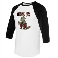 Arizona Diamondbacks Tiny Turnip Unisex Triceratops 3/4-Sleeve Raglan T-Shirt White/Black