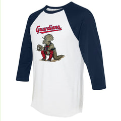 Cleveland Guardians Tiny Turnip Unisex Triceratops 3/4-Sleeve Raglan T-Shirt White/Navy