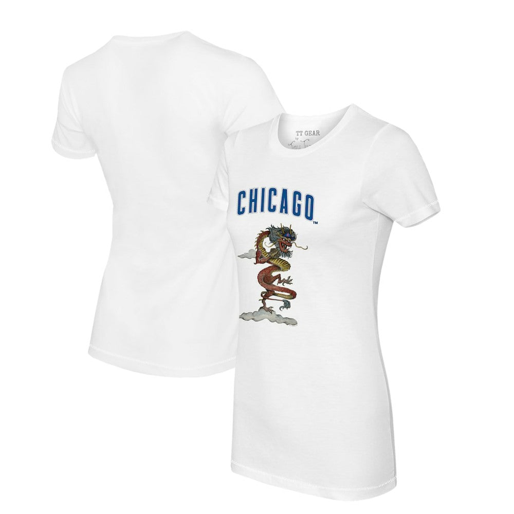 Chicago Cubs Tiny Turnip Women's 2024 Year of the Dragon T-Shirt White
