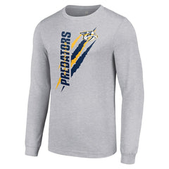 Nashville Predators Starter Color Scratch Long-Sleeve T-Shirt - Heather Gray T-shirts