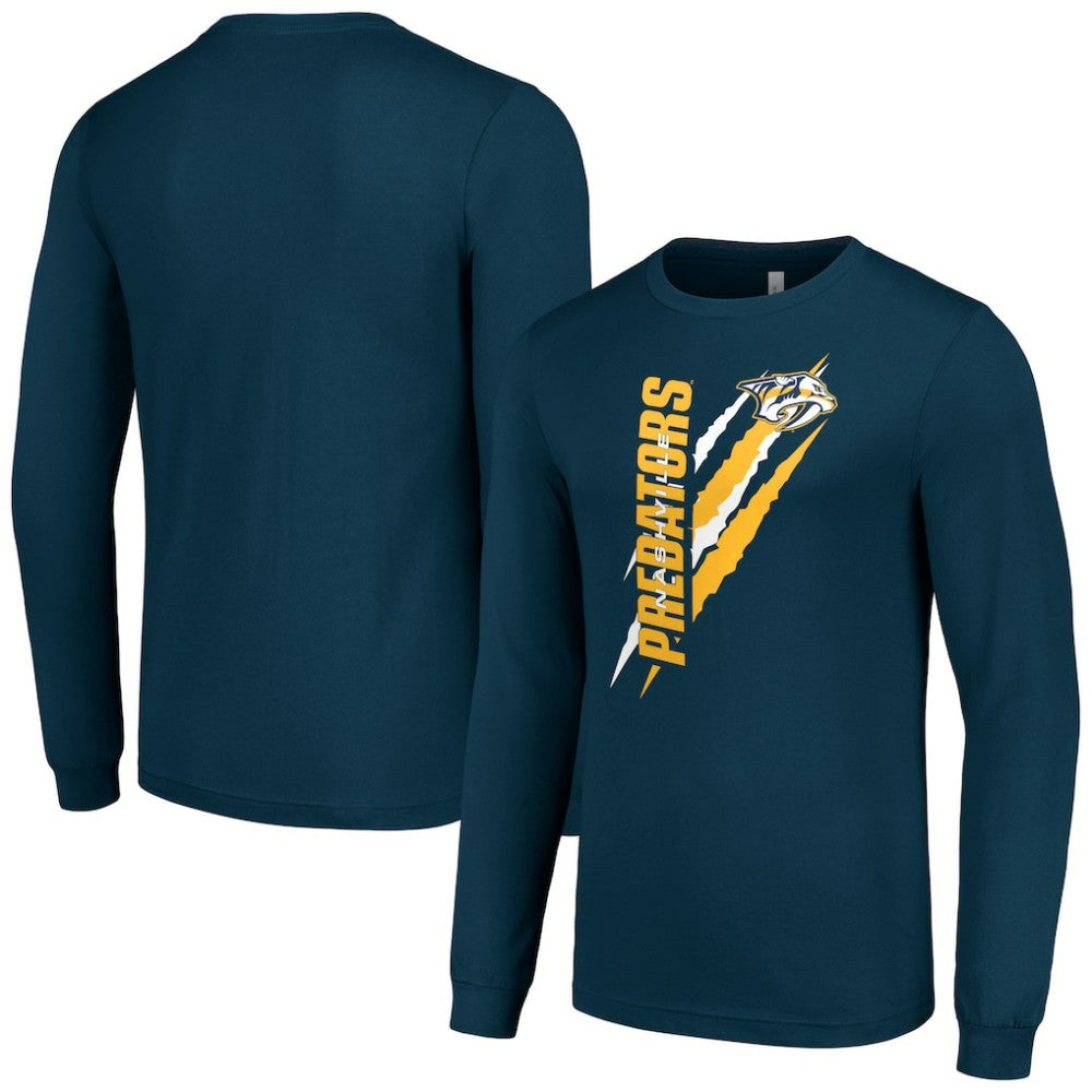 Nashville Predators Starter Color Scratch Long-Sleeve T-Shirt - Navy T-shirts