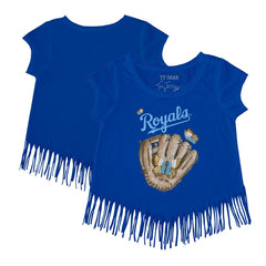 Kansas City Royals Tiny Turnip Girls Youth Butterfly Glove Fringe T-Shirt Royal