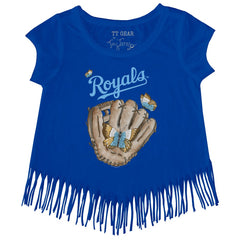 Kansas City Royals Tiny Turnip Girls Youth Butterfly Glove Fringe T-Shirt Royal