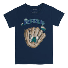 Seattle Mariners Tiny Turnip Youth Butterfly Glove T-Shirt Navy