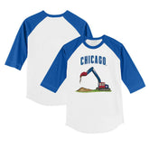 Chicago Cubs Tiny Turnip Youth Excavator 3/4-Sleeve Raglan T-Shirt White/Royal