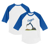 Los Angeles Dodgers Tiny Turnip Youth Excavator 3/4-Sleeve Raglan T-Shirt White/Royal