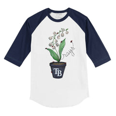 Tampa Bay Rays Tiny Turnip Youth Lilies & Ladybugs 3/4-Sleeve Raglan T-Shirt White/Navy
