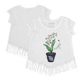 Tampa Bay Rays Tiny Turnip Girls Youth Lilies & Ladybugs Fringe T-Shirt White