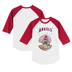 Los Angeles Angels Tiny Turnip Youth Mermaid 3/4-Sleeve Raglan T-Shirt White/Red