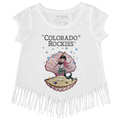 Colorado Rockies Tiny Turnip Girls Youth Mermaid Fringe T-Shirt White