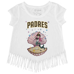 San Diego Padres Tiny Turnip Girls Youth Mermaid Fringe T-Shirt White