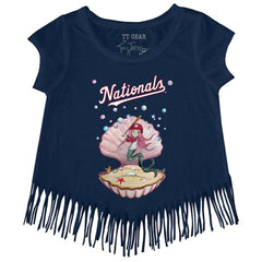 Washington Nationals Tiny Turnip Girls Youth Mermaid Fringe T-Shirt Navy