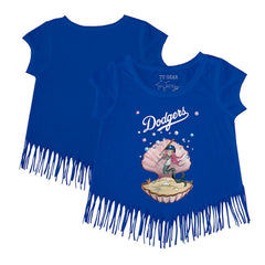 Los Angeles Dodgers Tiny Turnip Girls Youth Mermaid Fringe T-Shirt Royal