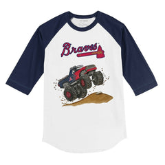 Atlanta Braves Tiny Turnip Youth Monster Truck 3/4-Sleeve Raglan T-Shirt White/Navy