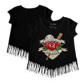 Pittsburgh Pirates Tiny Turnip Girls Youth Tattoo Rose Fringe T-Shirt Black