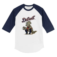 Detroit Tigers Tiny Turnip Youth Triceratops 3/4-Sleeve Raglan T-Shirt White/Navy