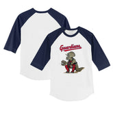 Cleveland Guardians Tiny Turnip Youth Triceratops 3/4-Sleeve Raglan T-Shirt White/Navy