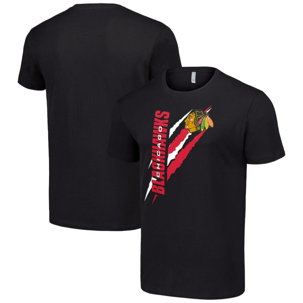 Chicago Blackhawks Starter Color Scratch T-Shirt - Black T-shirts