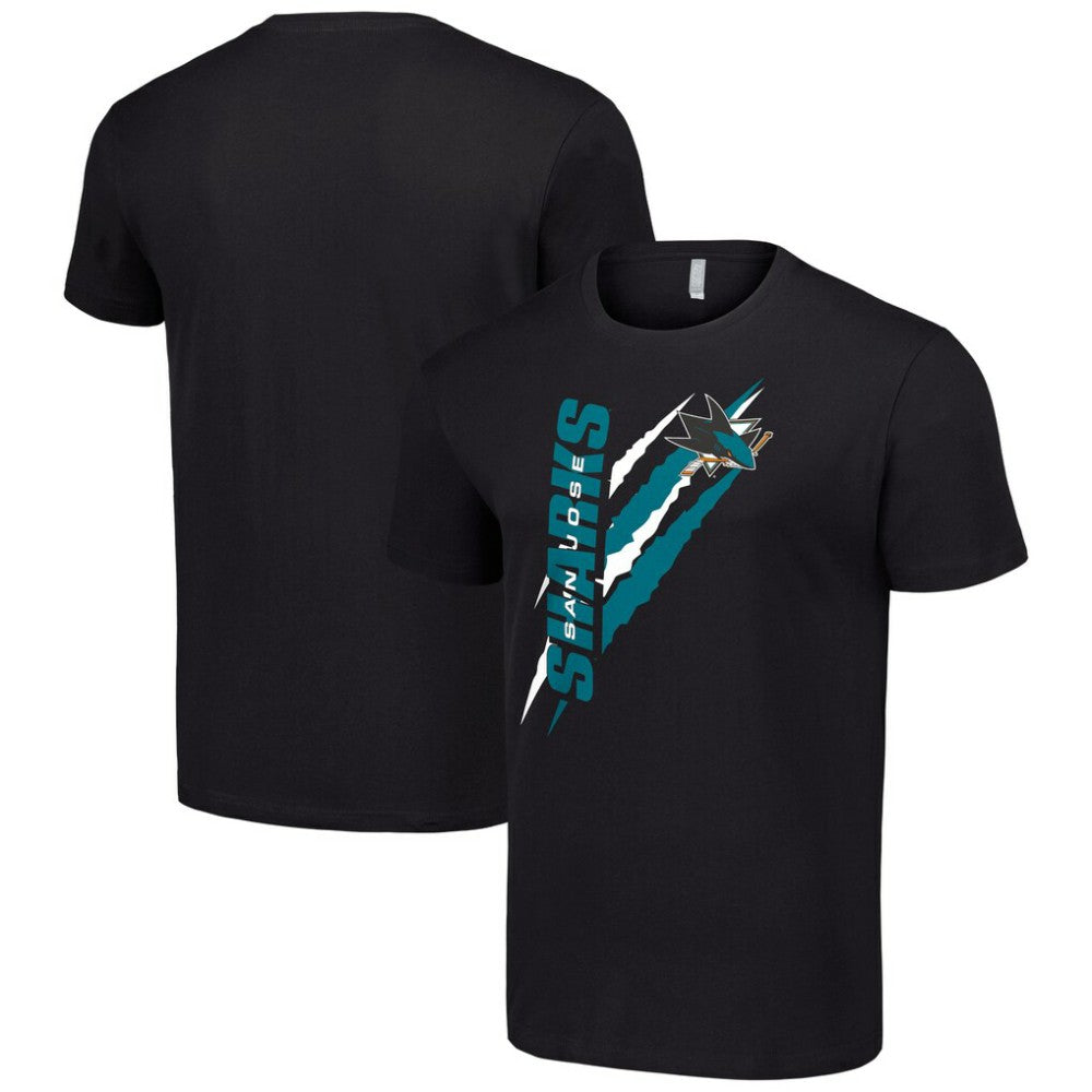 San Jose Sharks Starter Color Scratch T-Shirt - Black T-shirts