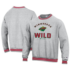 Minnesota Wild Champion Reverse Weave Yarn Dye Pullover Sweatshirt - Heather Gray Sweatshirts