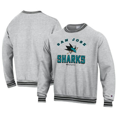 San Jose Sharks Champion Reverse Weave Yarn Dye Pullover Sweatshirt - Heather Gray Sweatshirts