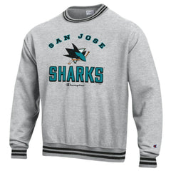 San Jose Sharks Champion Reverse Weave Yarn Dye Pullover Sweatshirt - Heather Gray Sweatshirts