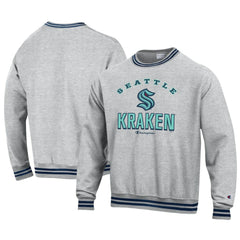 Seattle Kraken Champion Reverse Weave Yarn Dye Pullover Sweatshirt - Heather Gray Sweatshirts