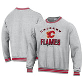 Calgary Flames Champion Reverse Weave Yarn Dye Pullover Sweatshirt - Heather Gray Sweatshirts